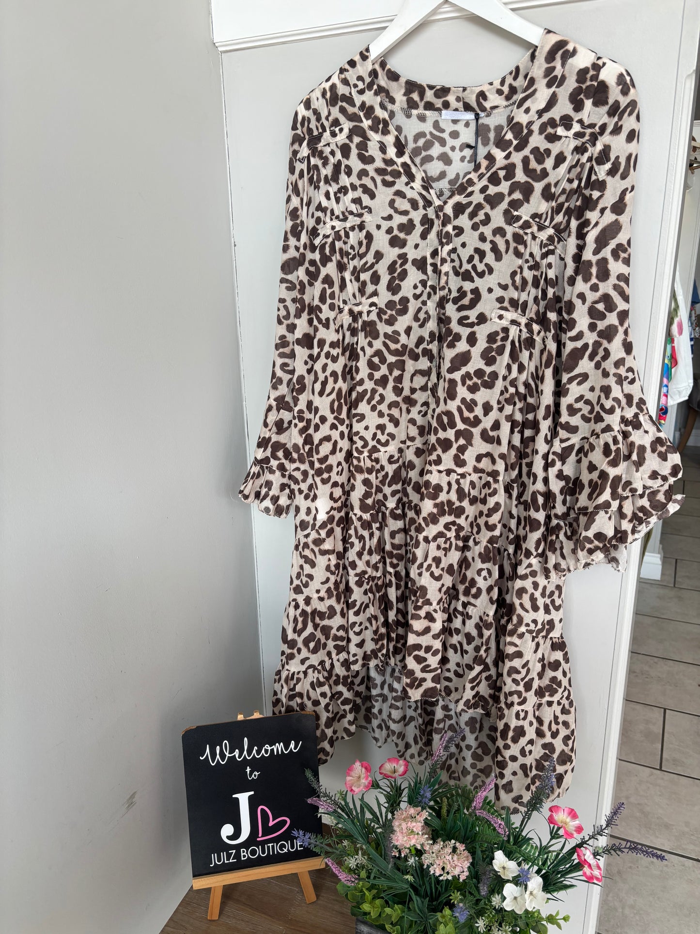 Leopard Print Tiered Dress