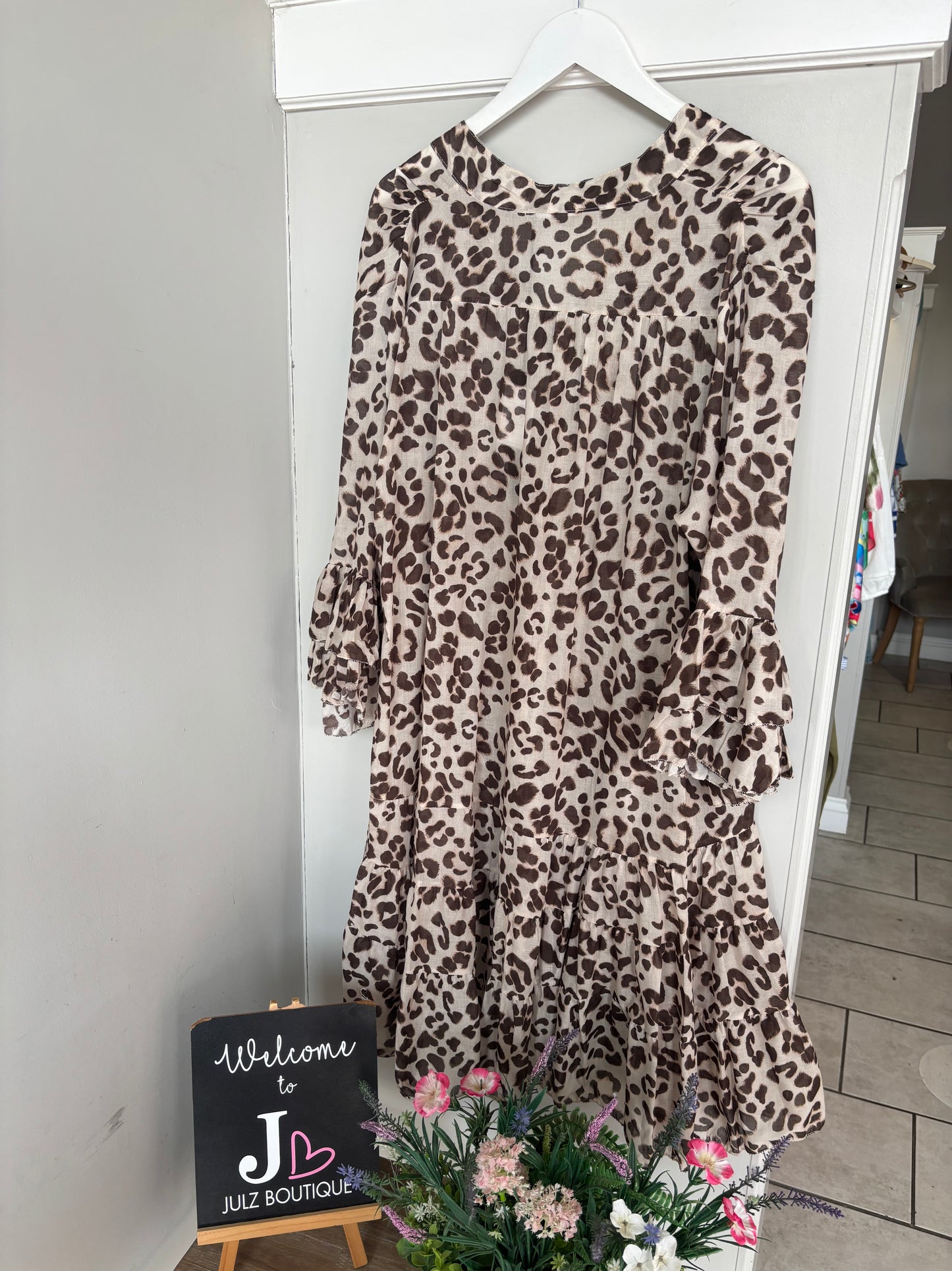 Leopard Print Tiered Dress