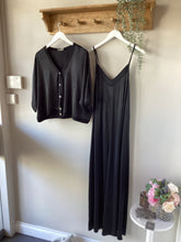 Load image into Gallery viewer, Black Satin WideLeg Jumpsuit