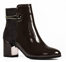 Load image into Gallery viewer, Lunar Lily Dark Grey Patent Ankle Boot
