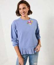 Load image into Gallery viewer, JoeBrowns Elodie Embroidered Woven Hem Sweatshirt