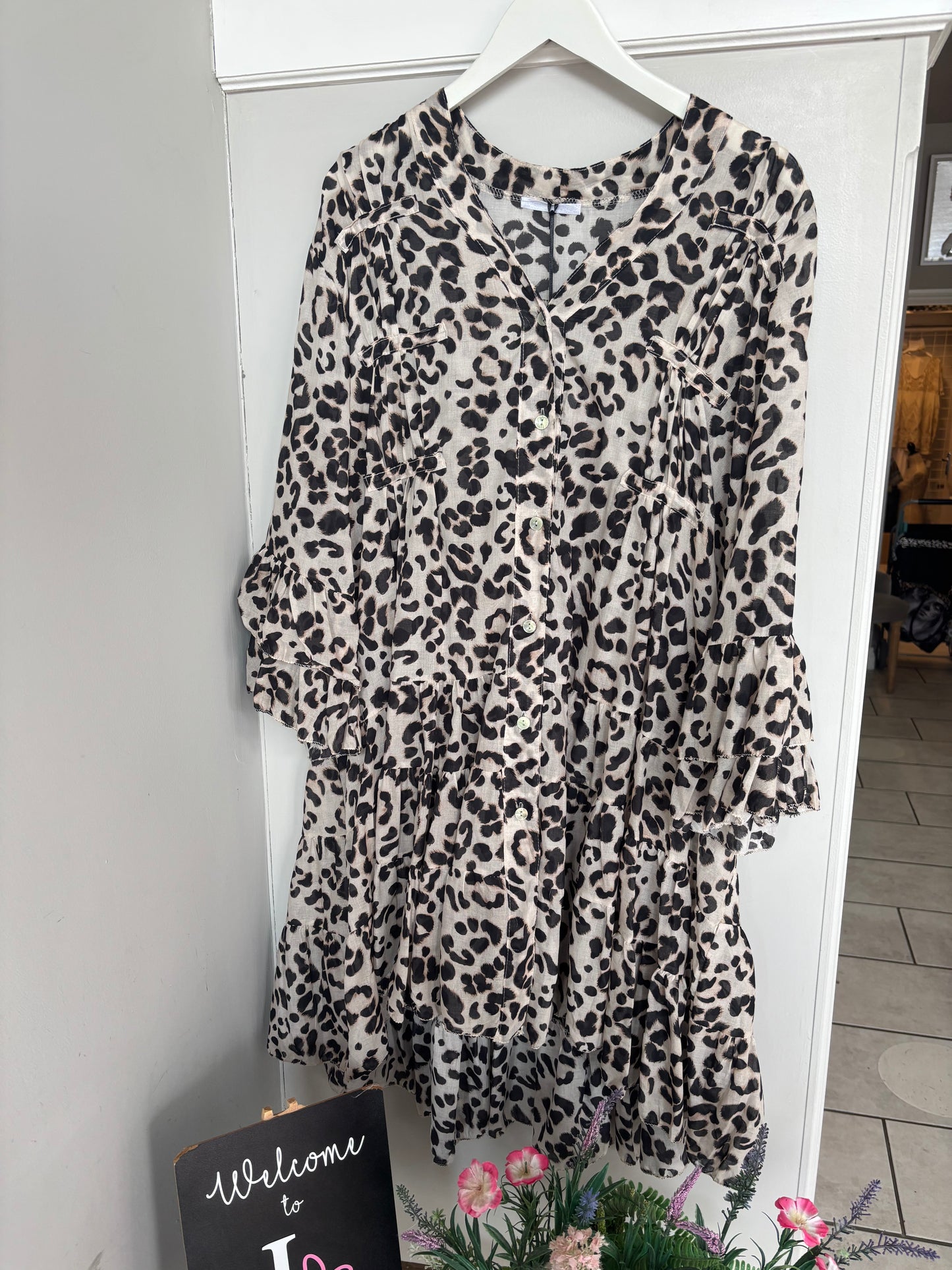 Leopard Print Tiered Dress