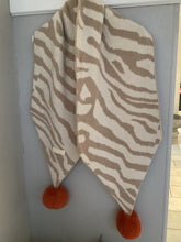 Load image into Gallery viewer, Zebra Knit Pom Pom Scarf