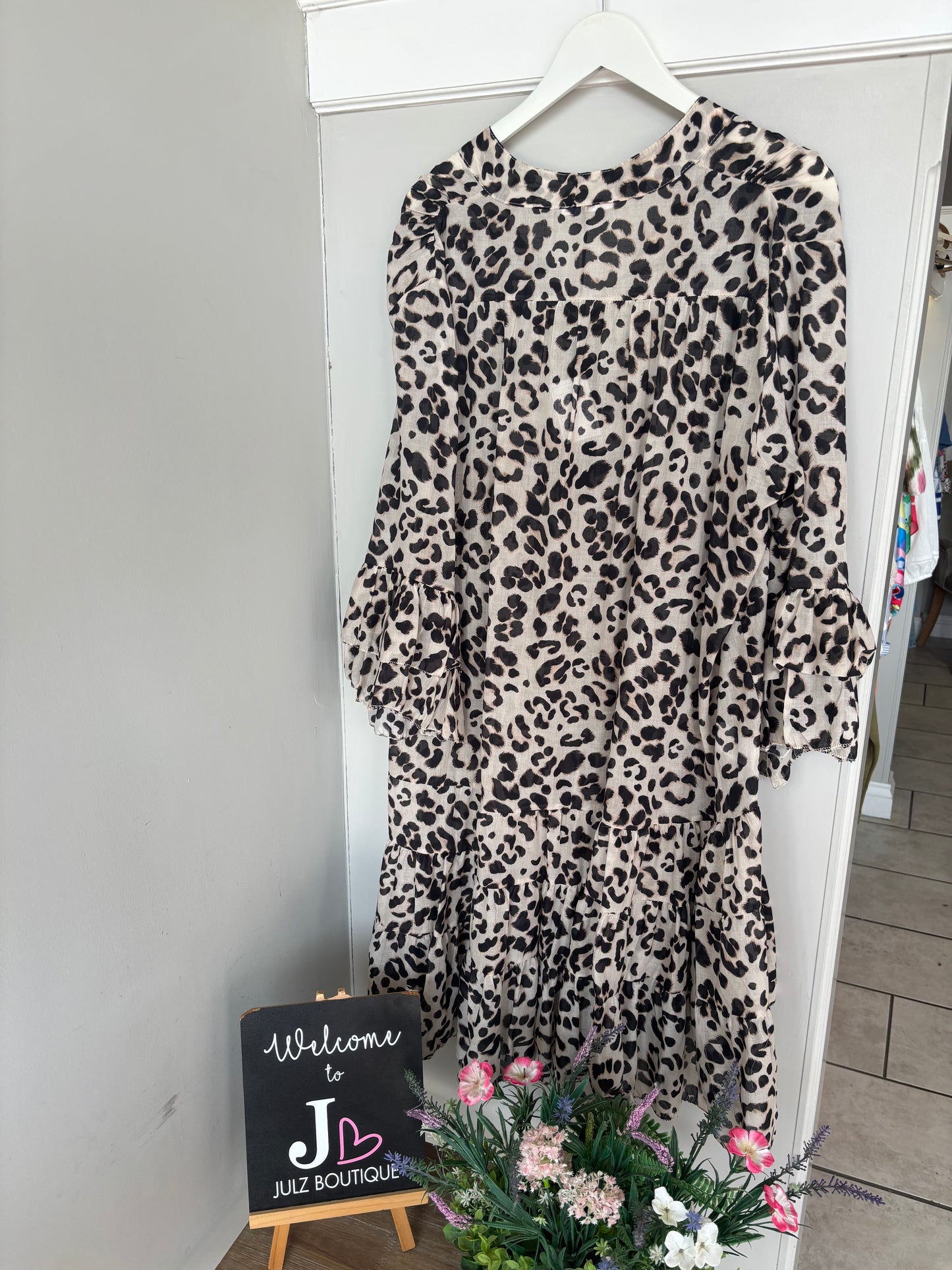 Leopard Print Tiered Dress