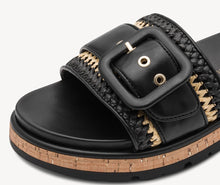 Load image into Gallery viewer, Marco Tozzi Black Buckle Mule