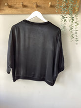 Load image into Gallery viewer, Black Satin Cropped Cardigan