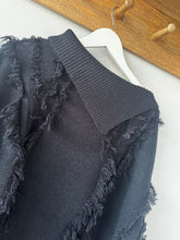 Load image into Gallery viewer, Malissa J Black Fringe Throw Over
