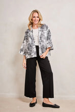 Load image into Gallery viewer, Elie Beaumont SHORT Serendipity Black/White Crane Natural Cotton Kimono Jacket
