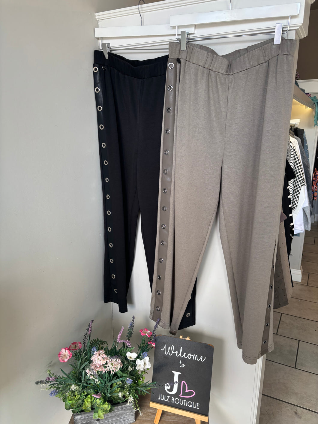 Malissa J - Jersey Eyelet Strip Trousers