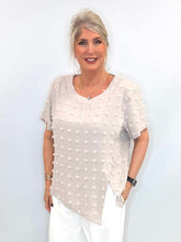 Load image into Gallery viewer, Malissa J Swiss-Dot Textured Asymmetrical Blouse
