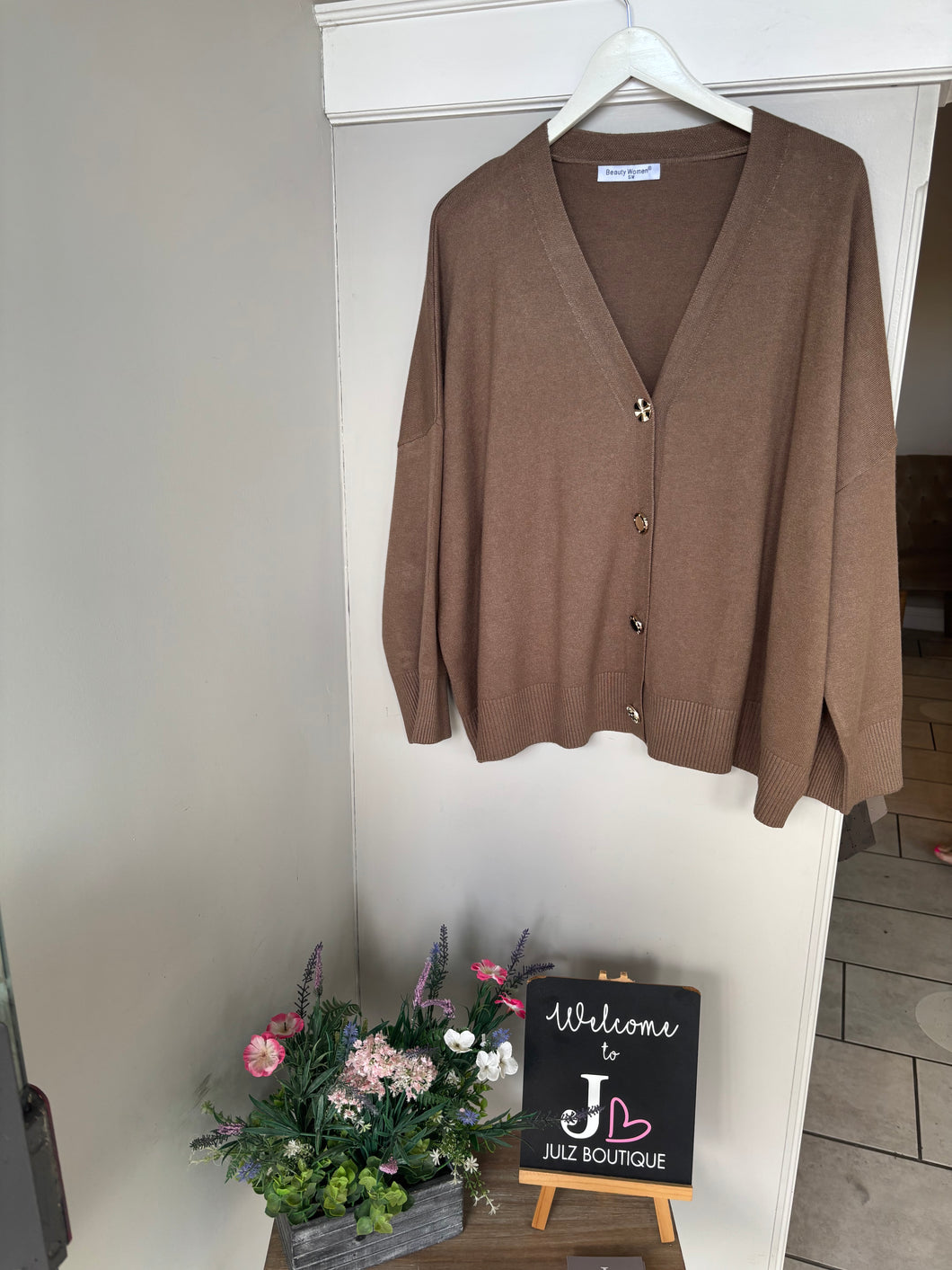 Mocha Fancy Button Cardigan