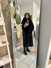 Load image into Gallery viewer, Malissa J Faux Fur herringbone coat with hood
