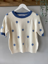 Load image into Gallery viewer, Cream Knit Short Sleeved Polka Dot Sweater

