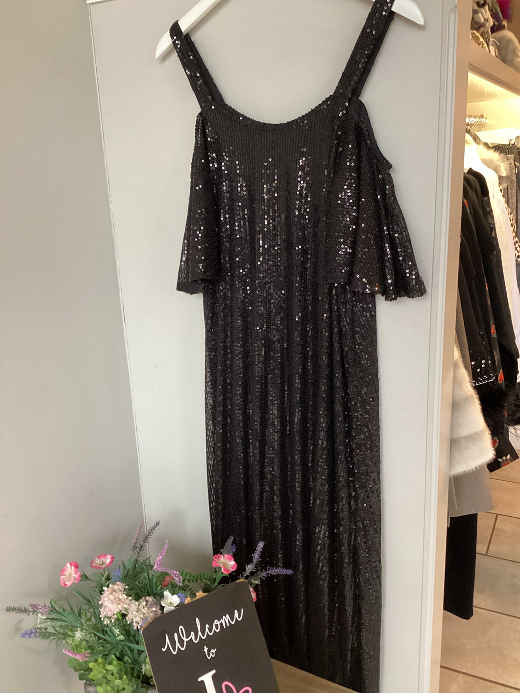Malissa J Cold Shoulder Sequin Dress