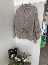 Load image into Gallery viewer, Checkered Tie Front Blouse
