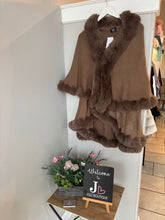 Load image into Gallery viewer, Faux Fur Trim Tiered Cape
