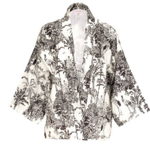 Load image into Gallery viewer, Elie Beaumont SHORT Serendipity Black/White Crane Natural Cotton Kimono Jacket
