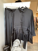 Load image into Gallery viewer, Malissa J Satin Pleated Blouse &amp; Trouser set
