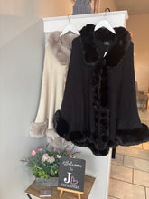 Load image into Gallery viewer, Faux Fur Trim Cape
