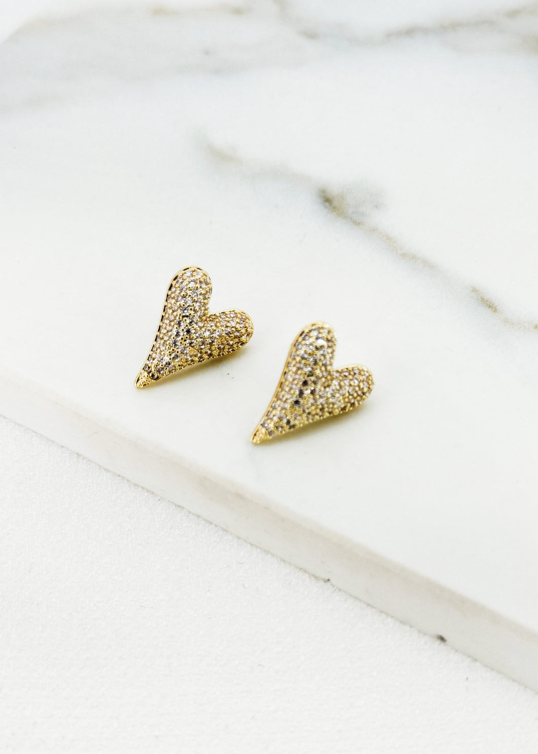 Envy Diamanté Heart Earrings