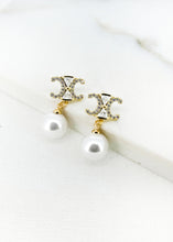Load image into Gallery viewer, Envy Pearl CC Diamante Earrings
