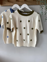 Load image into Gallery viewer, Cream Knit Short Sleeved Polka Dot Sweater
