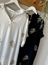 Load image into Gallery viewer, Metallic Paisley-Floral Embroidered Dress
