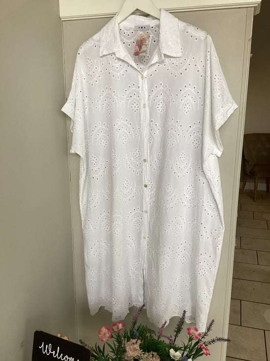Broderie Anglaise Shirt Dress