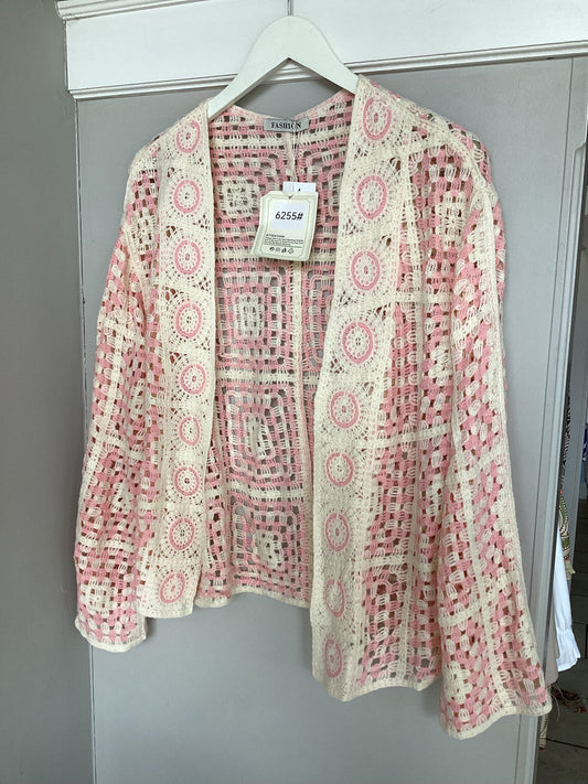 Pink Crochet Cardigan