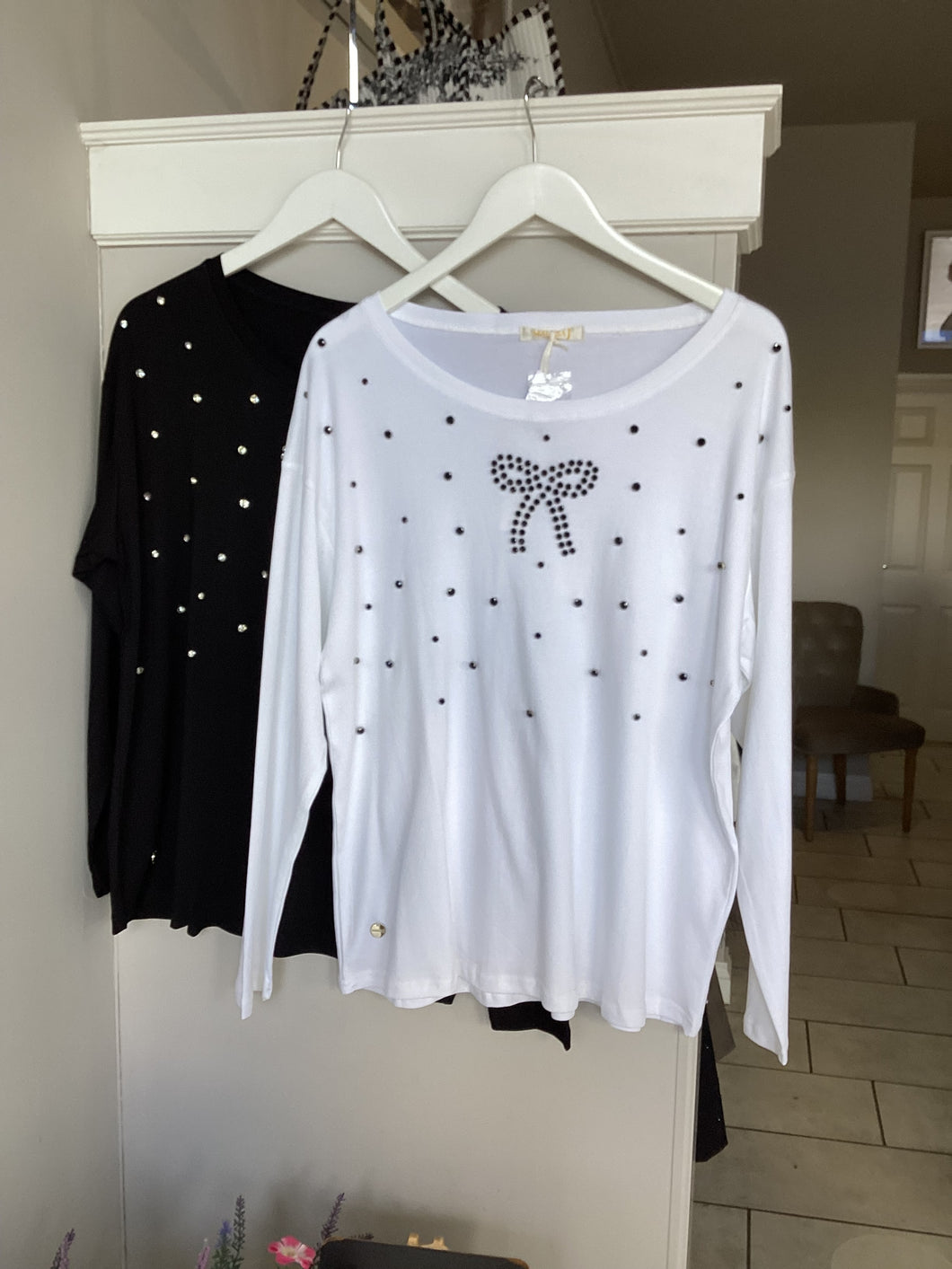Malissa J Jewelled Bow T Shirt