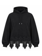 Load image into Gallery viewer, Malissa J Lace Panel Knit Hoodie
