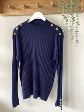 Load image into Gallery viewer, Solo Gold Button Ribbed Jumper
