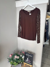 Load image into Gallery viewer, Malissa J Mesh Sleeve Top-chocolate
