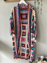 Load image into Gallery viewer, Retro Square Crochet Festival Long Cardigan
