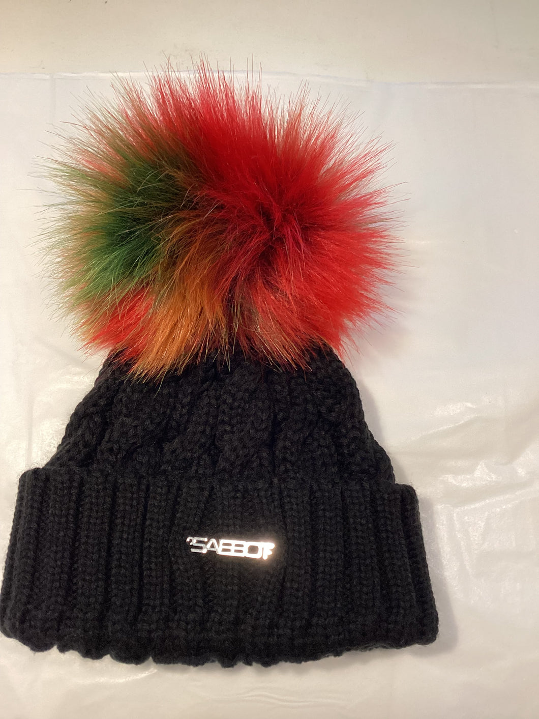 Sabbot Linda pompom hat - Black with rainbow