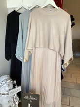 Load image into Gallery viewer, Sequin Cuff Knit &amp; Pleat  Dress
