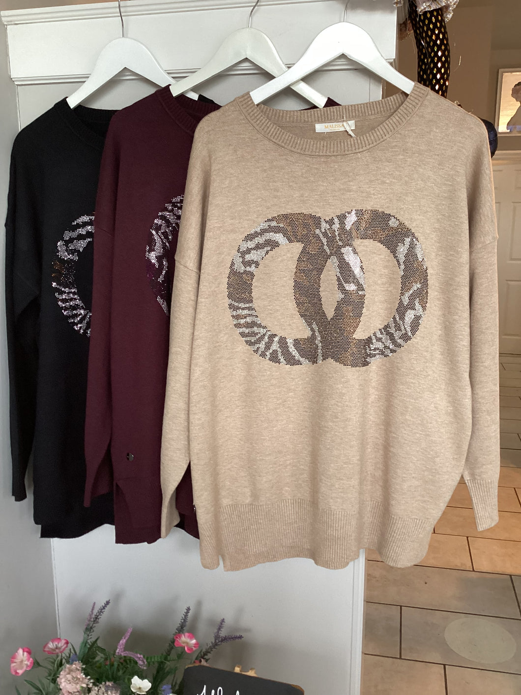 Malissa J Sparkly Studded Link Jumper