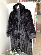 Load image into Gallery viewer, Malissa J Faux Fur herringbone coat with hood
