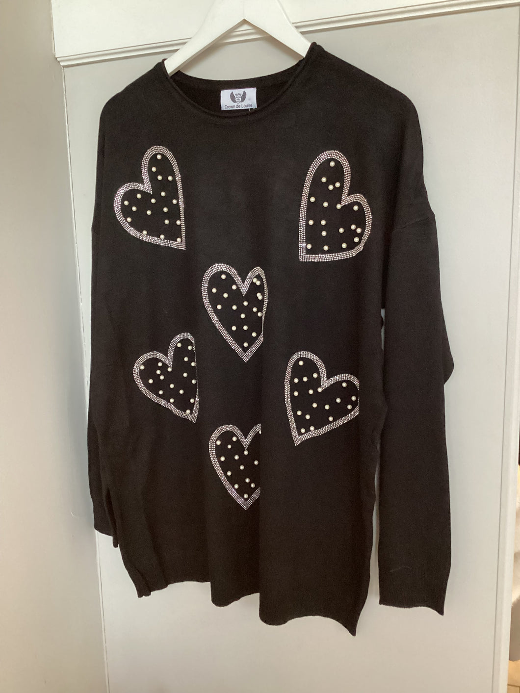 Pearl & Diamanté Heart Jumper
