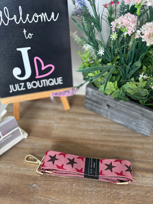 Elie Beaumont Crossbody Strap Pink & Chocolate Stars