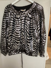 Load image into Gallery viewer, Malissa J Zebra Print Sequin Jacket
