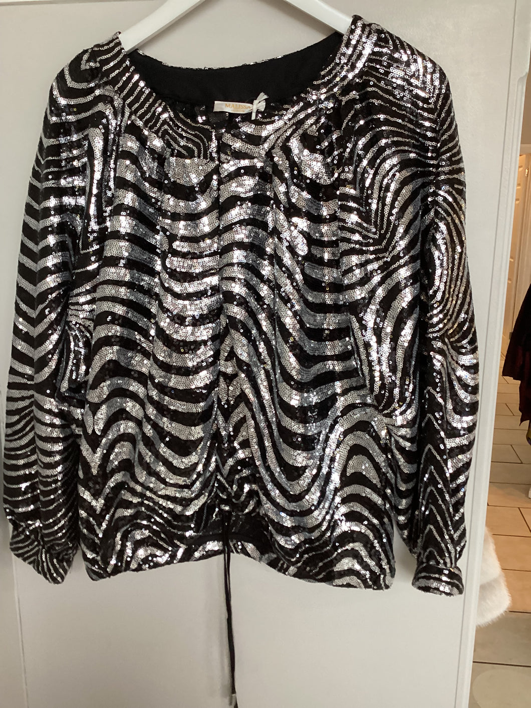 Malissa J Zebra Print Sequin Jacket