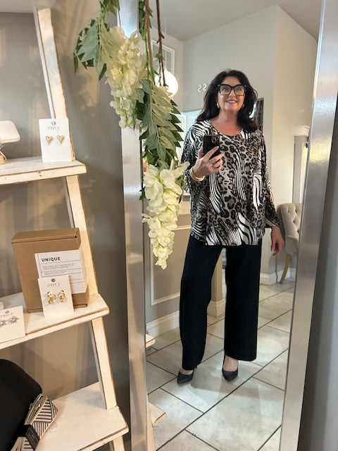 Malissa J Oversized Animal Print Top