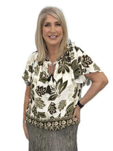 Load image into Gallery viewer, Malissa J Sage Floral Ruffle Top
