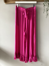 Load image into Gallery viewer, Malissa J Wide-Leg Ruffle Hem Palazzo Trousers
