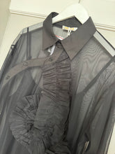 Load image into Gallery viewer, Malissa J Sheer Pleated Appliqué  Shirt Dress
