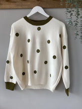 Load image into Gallery viewer, Cream Knit Long Sleeve Polka Dot Sweater

