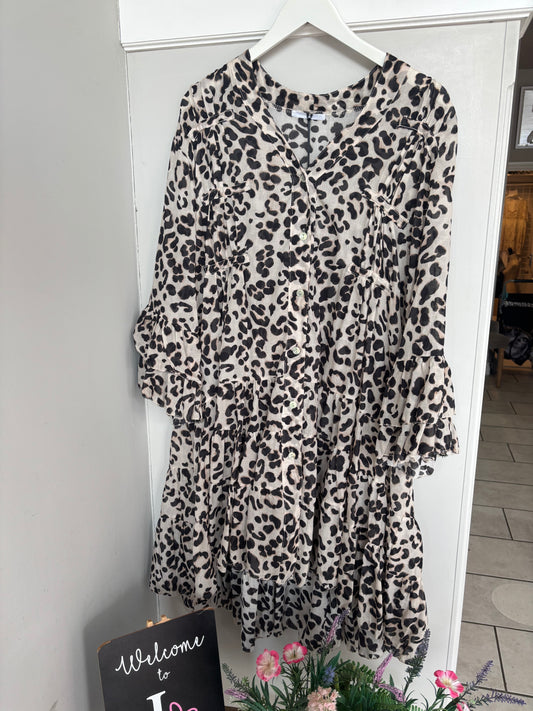 Leopard Print Tiered Dress