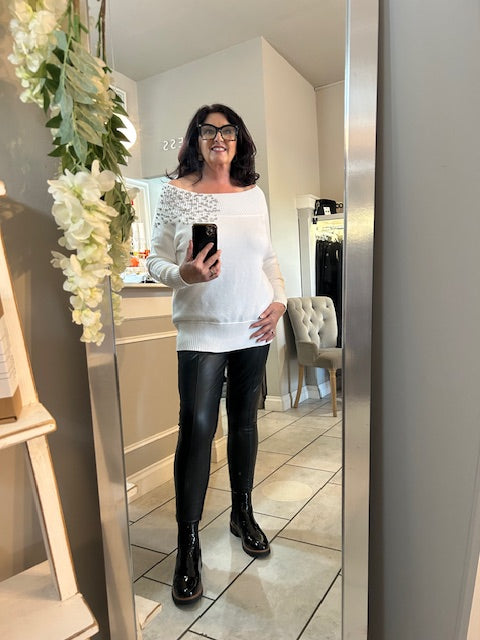 Malissa J Embellished Bardot Knit