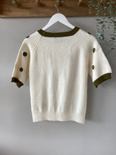 Load image into Gallery viewer, Cream Knit Short Sleeved Polka Dot Sweater
